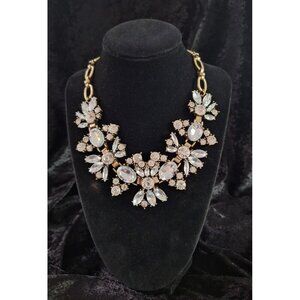 NEW Leslie Danzis Vintage-Inspired Gold-tone Crystal Floral Statement Necklace
